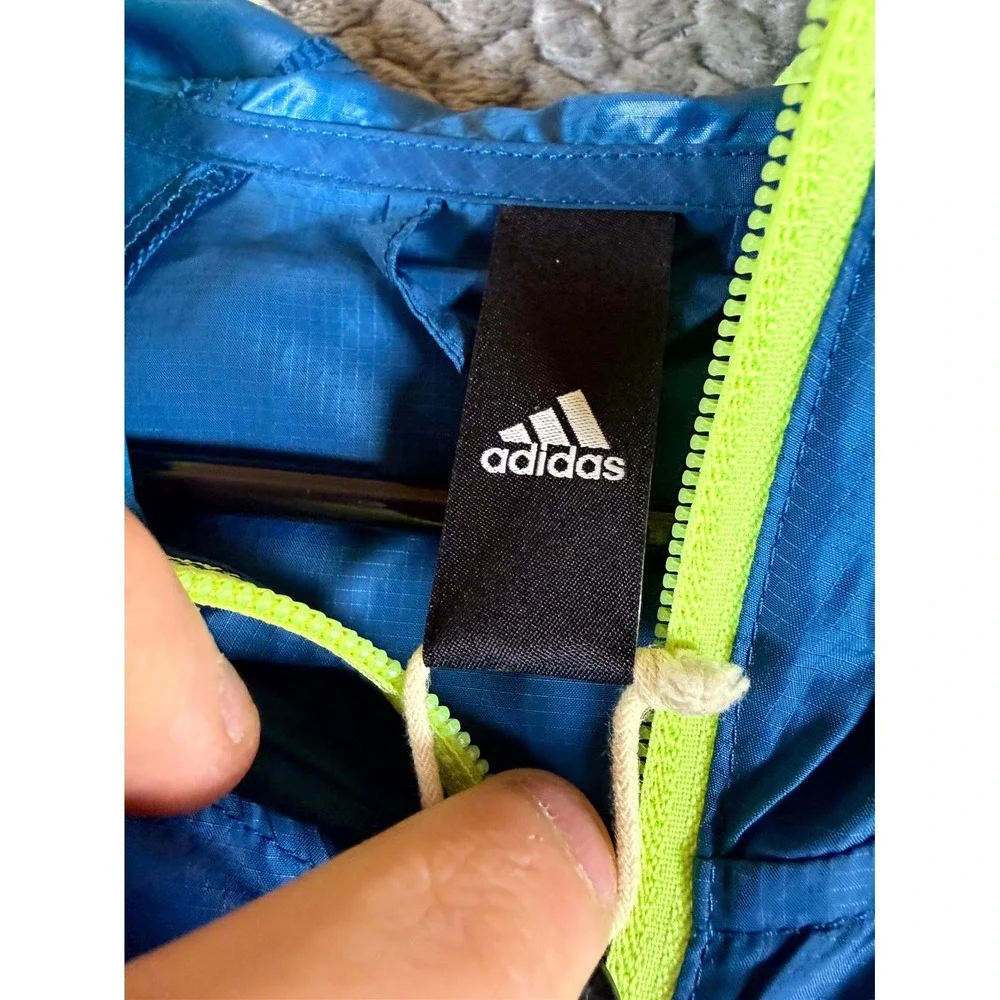 Adidas Sport 2 Street Windbreaker Jacket Mens Large‎ 3 Stripe Hooded Full Zip